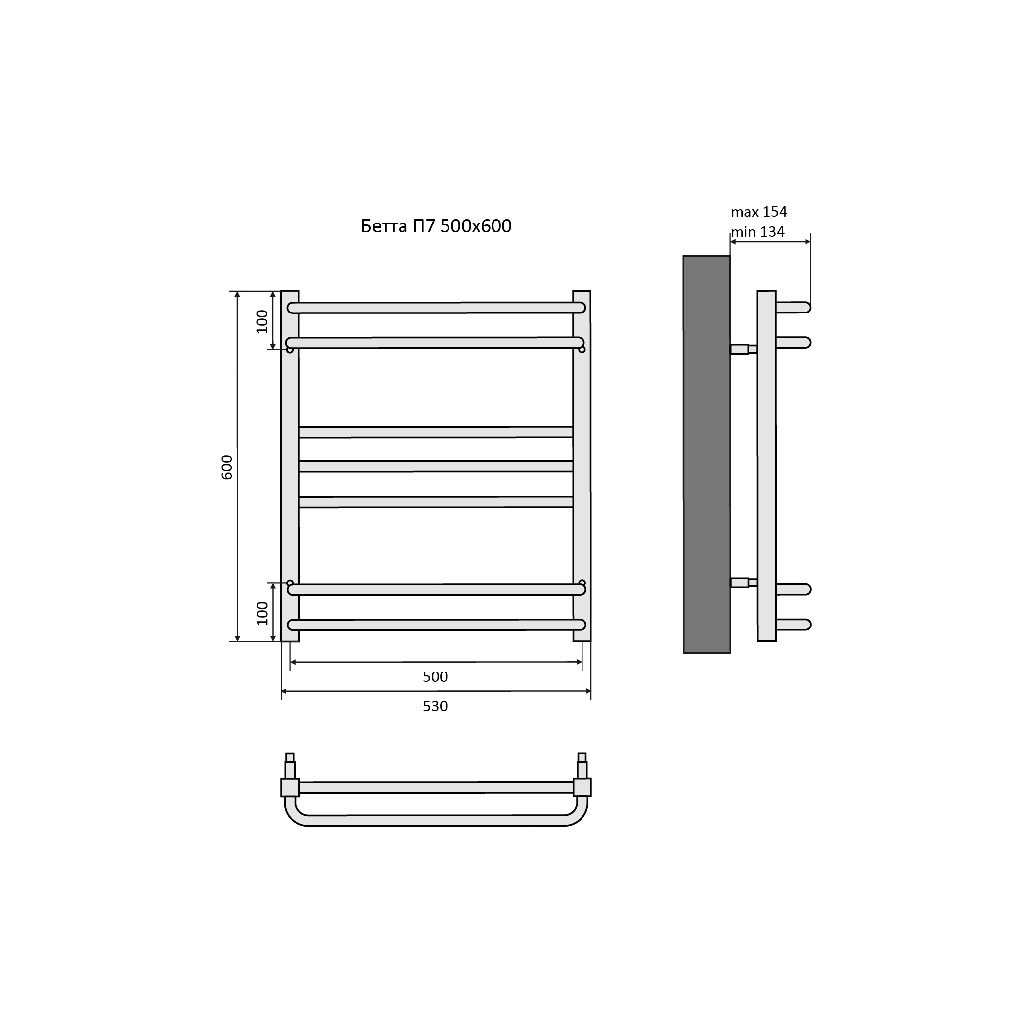 Полотенцесушитель водяной Aquatek Бетта AQ KRC0760CH 60х50 хром
