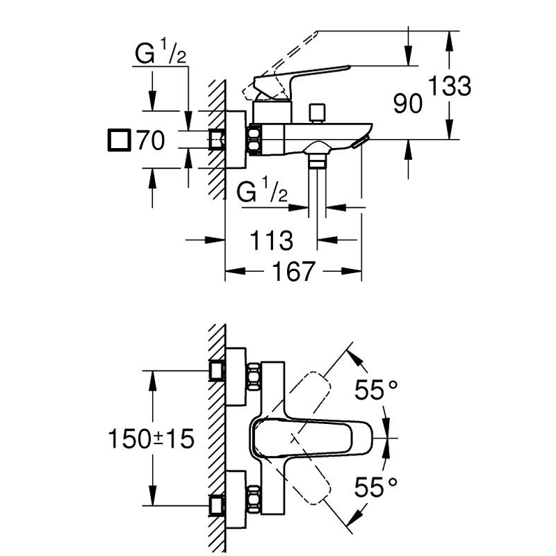 Смеситель для ванны Grohe Cubeo 1018130000 хром