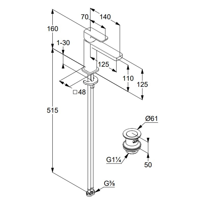 Смеситель для раковины Kludi Renon 422880575 хром