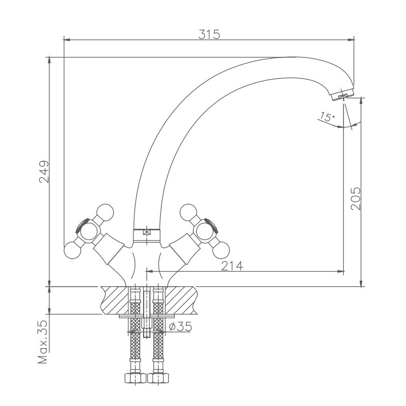 Смеситель для кухни Haiba HB4719, хром