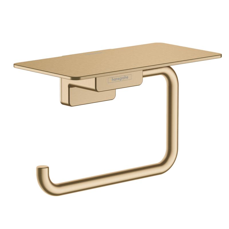 Держатель для туалетной бумаги с полкой для телефона Hansgrohe AddStories 41772140 бронза шлифованная