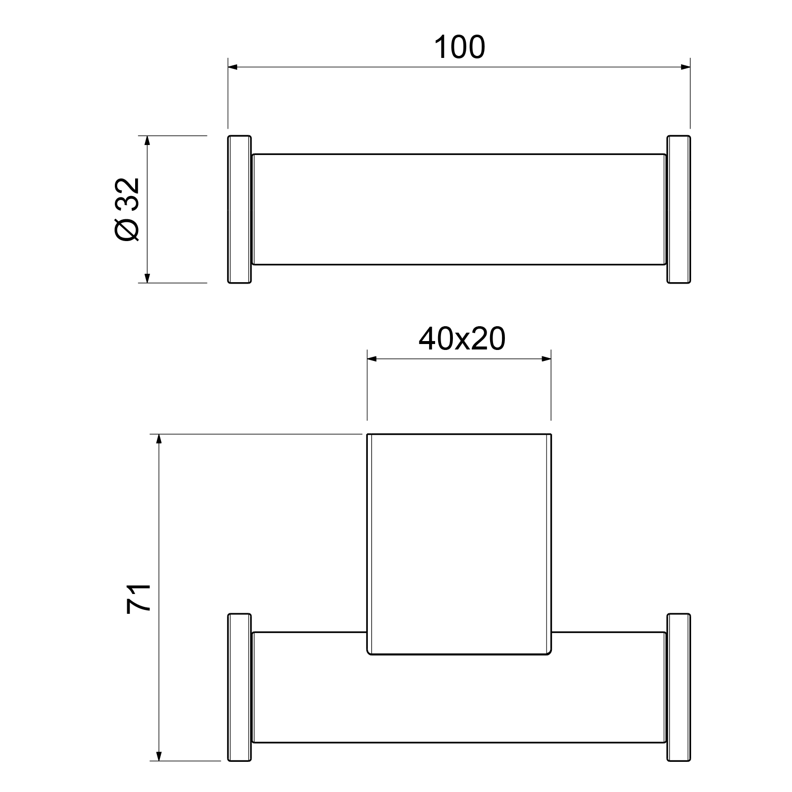 Крючок двойной Timo Luiro 18512/03 черный матовый