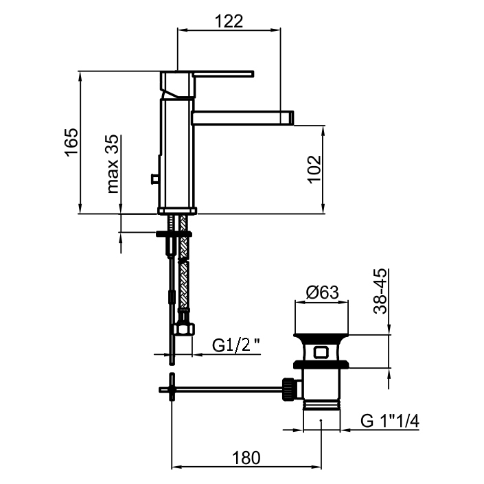 Смеситель для раковины Webert Azeta New AA830102015, хром