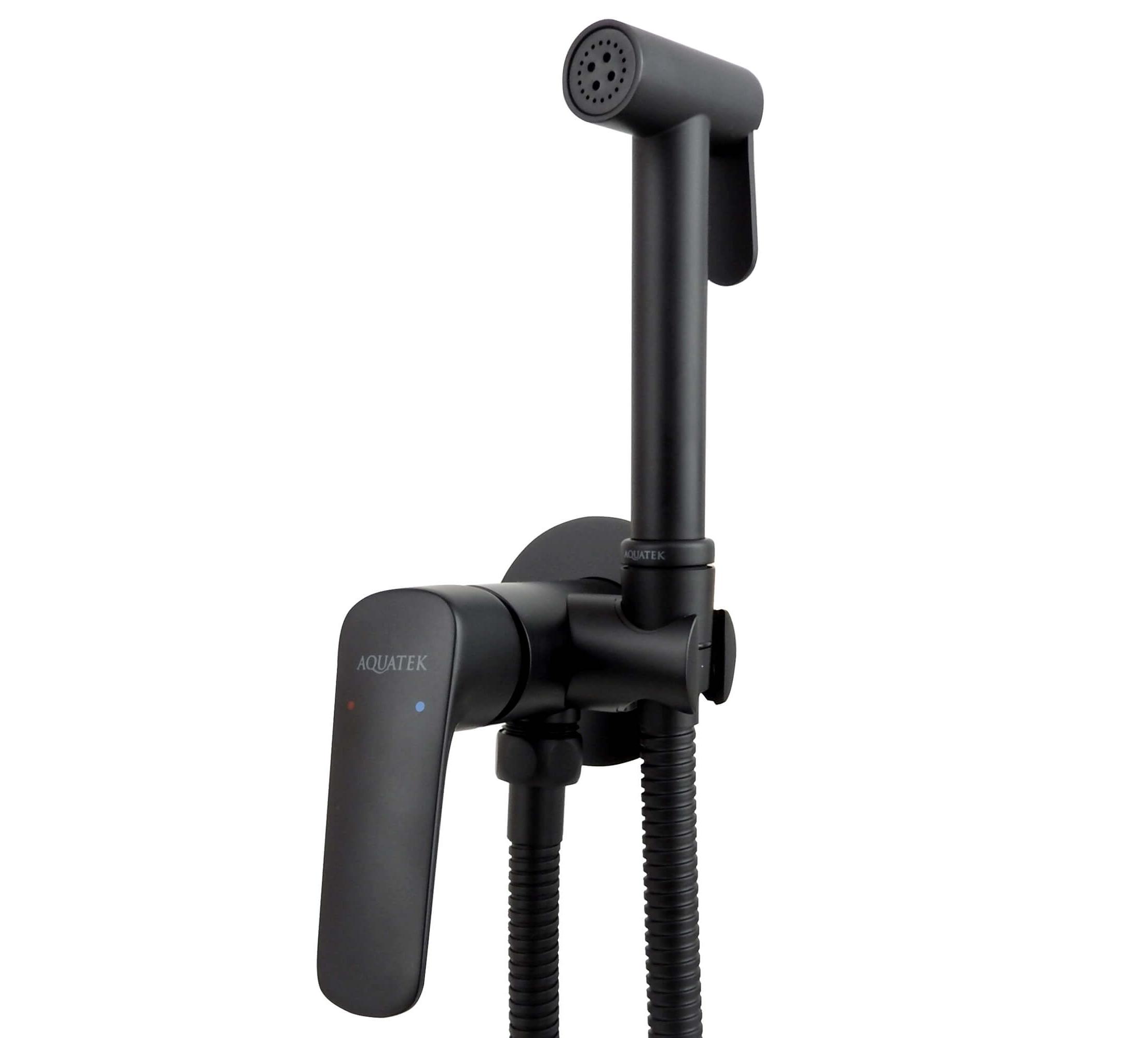 Гигиенический душ со смесителем Aquatek Вега AQ1019MB черный матовый