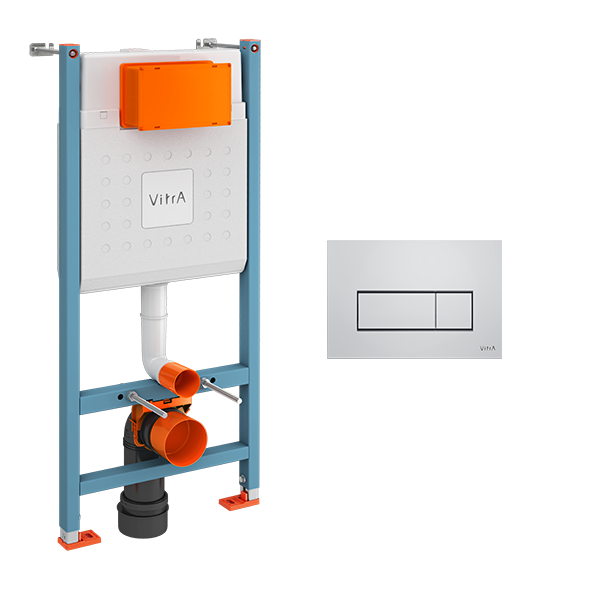 Готовое решение для подвесных унитазов Vitra Core 800-1875 с панелью смыва Root S 740-2380 цвет глянцевый хром