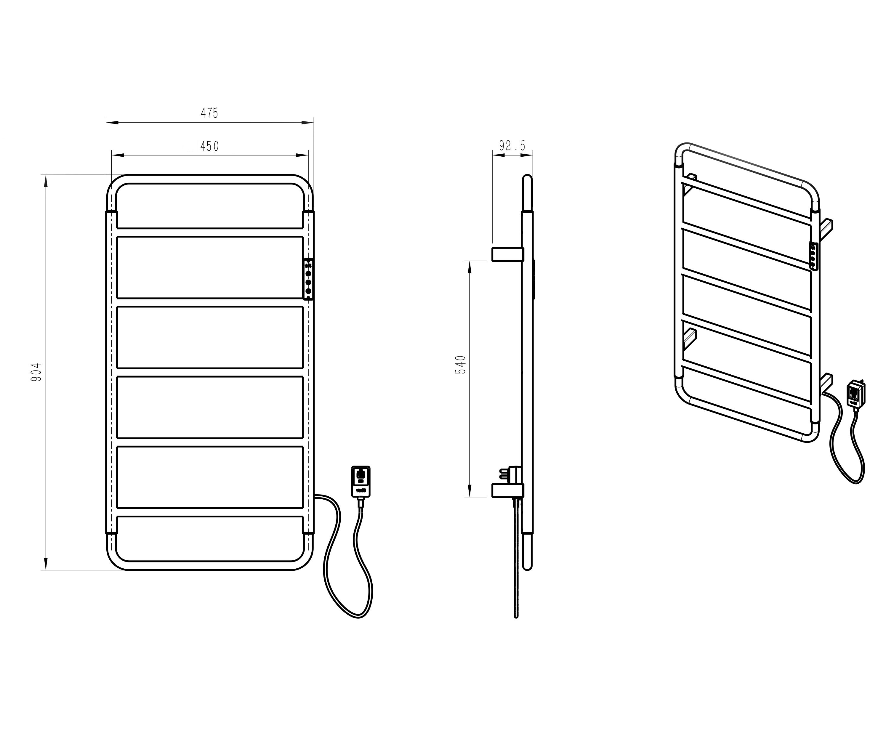 Полотенцесушитель электрический WONZON & WOGHAND WISMAR, Брашированный никель (WW-AL202-BR)