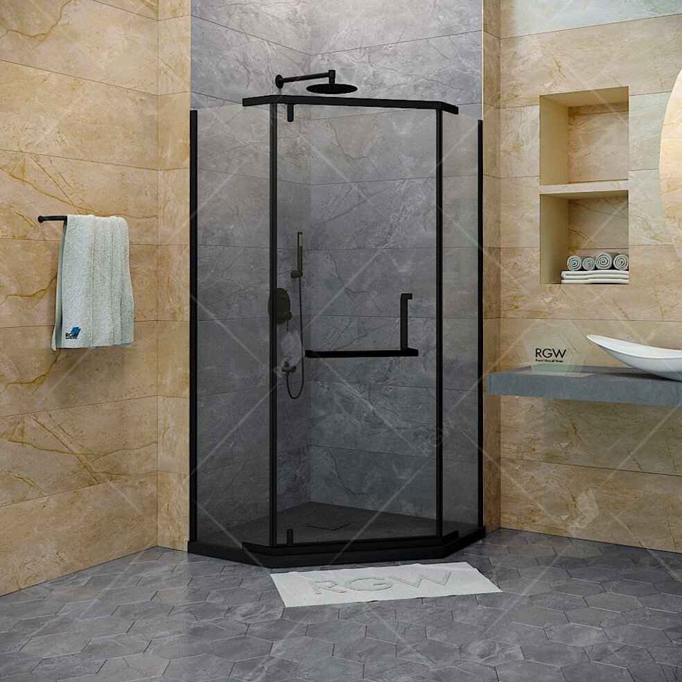 Душевой угол RGW Hotel 90x90x195 профиль черный, стекло тонированное