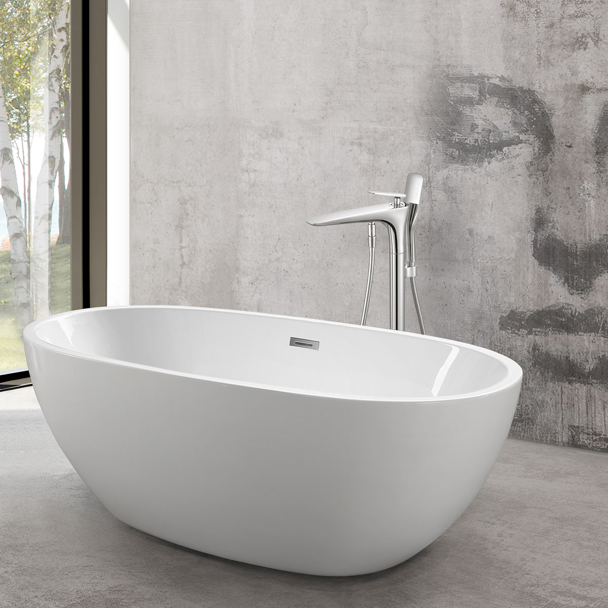 Смеситель для ванны напольный Vincea  VTF-102CH хром