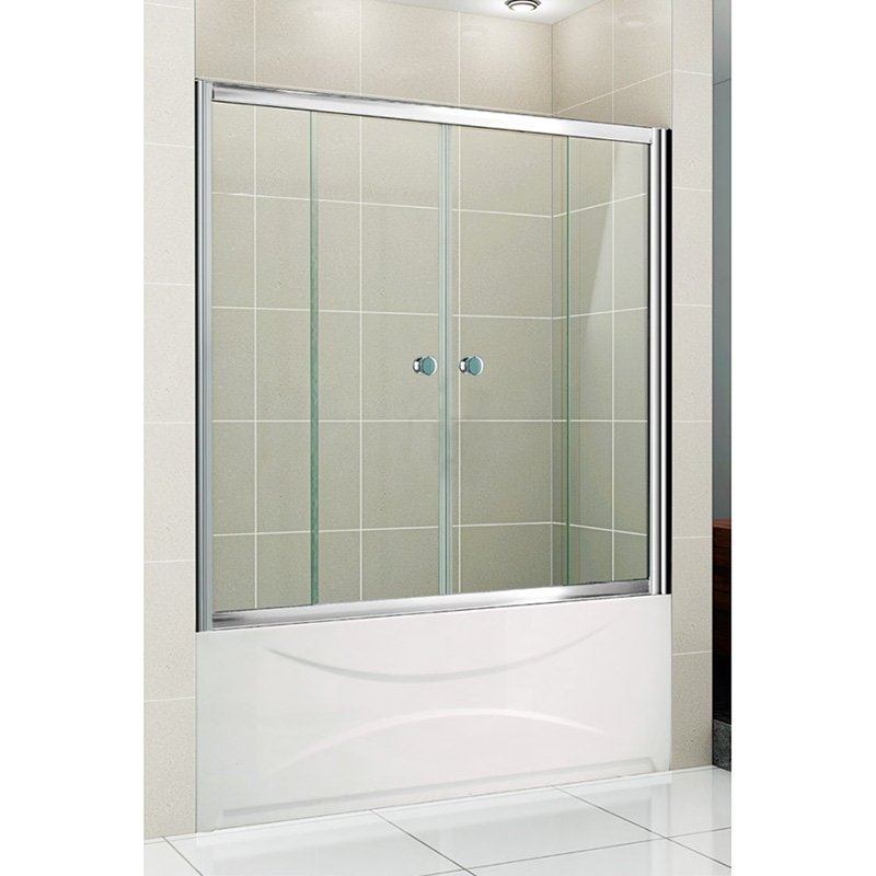 Шторка на ванну Cezares Pratico VF-2 170x140 профиль Хром стекло прозрачное