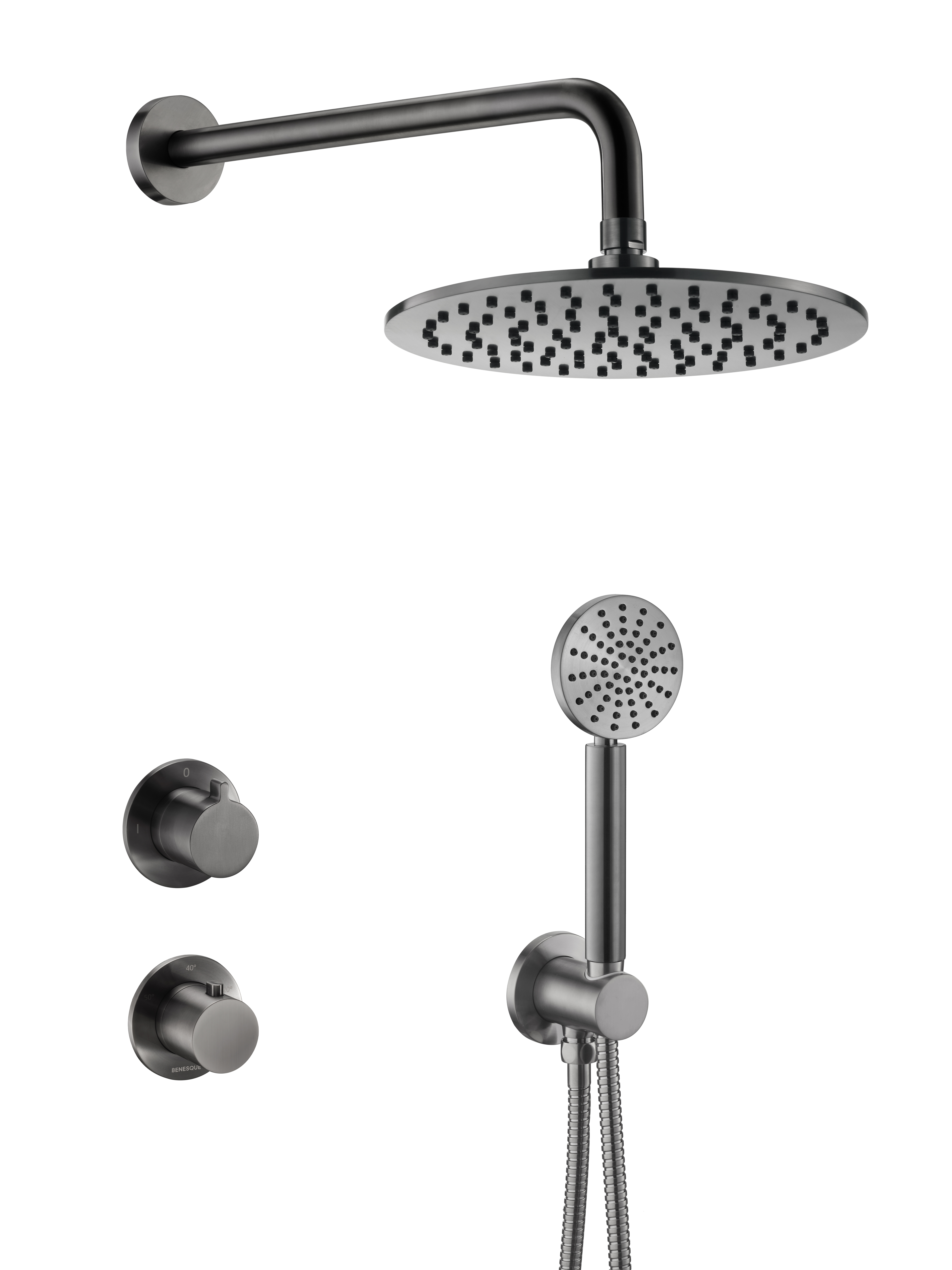 Встраиваемая душевая система с термостатом Benesque Lumiere 21011403 черный брашированный