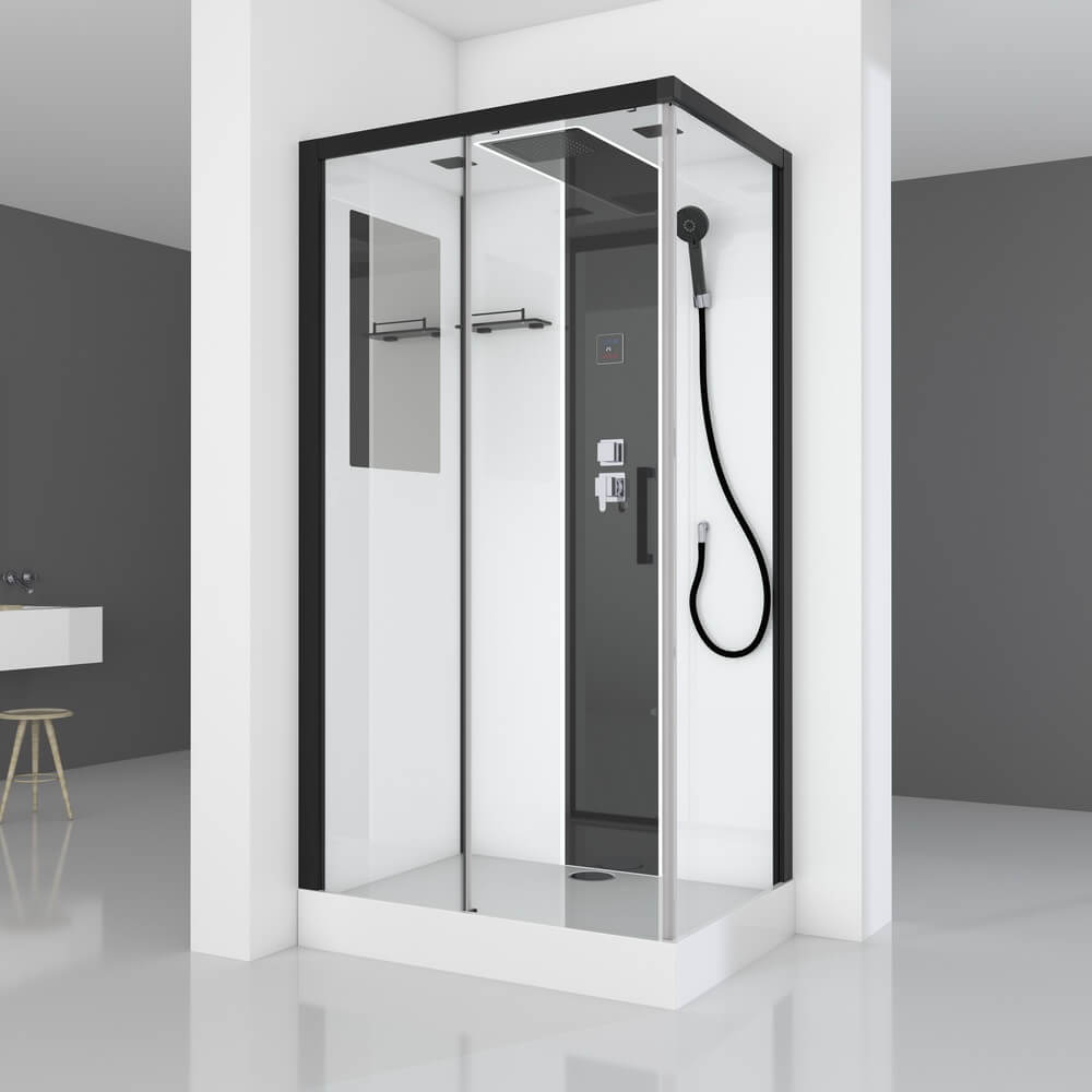 Душевая кабина Black&White G8800 110x80x225 профиль черный матовый, стекло прозрачное