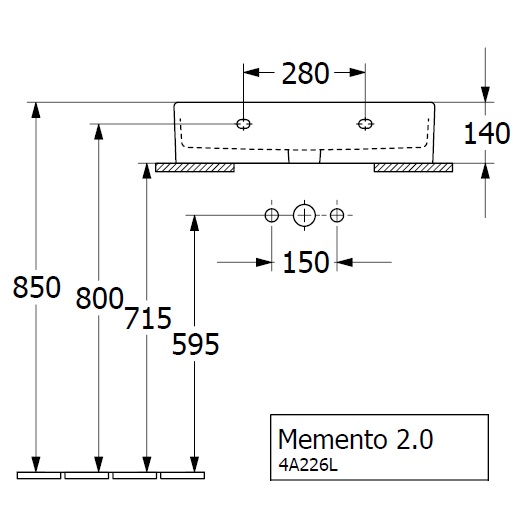 Раковина накладная 60см Villeroy & Boch Memento 2.0 4A226LR1 белый с покрытием CeramicPlus
