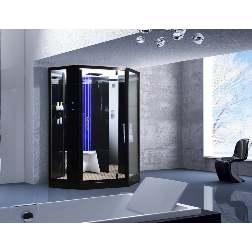 Душевая кабина Orans 89106B0 130x130x220 профиль черный, стекло прозрачное