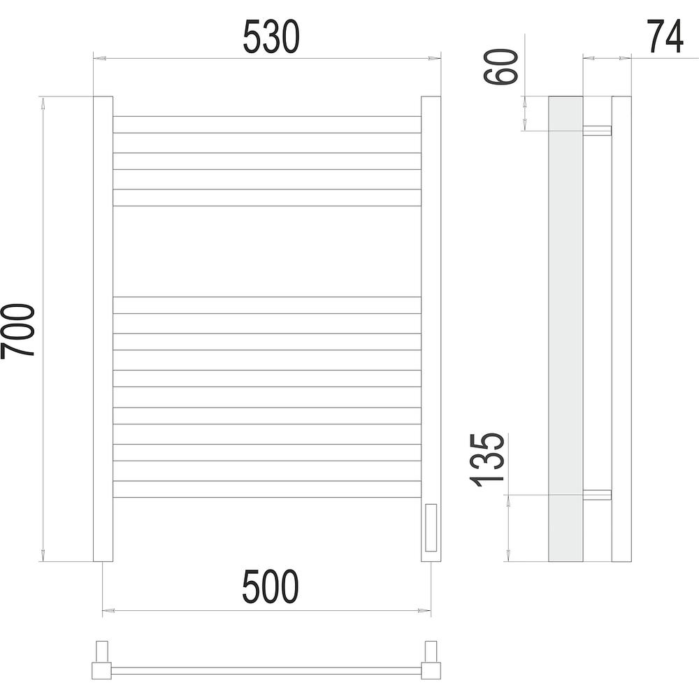 Полотенцесушитель электрический Terminus Ното П9 50х70