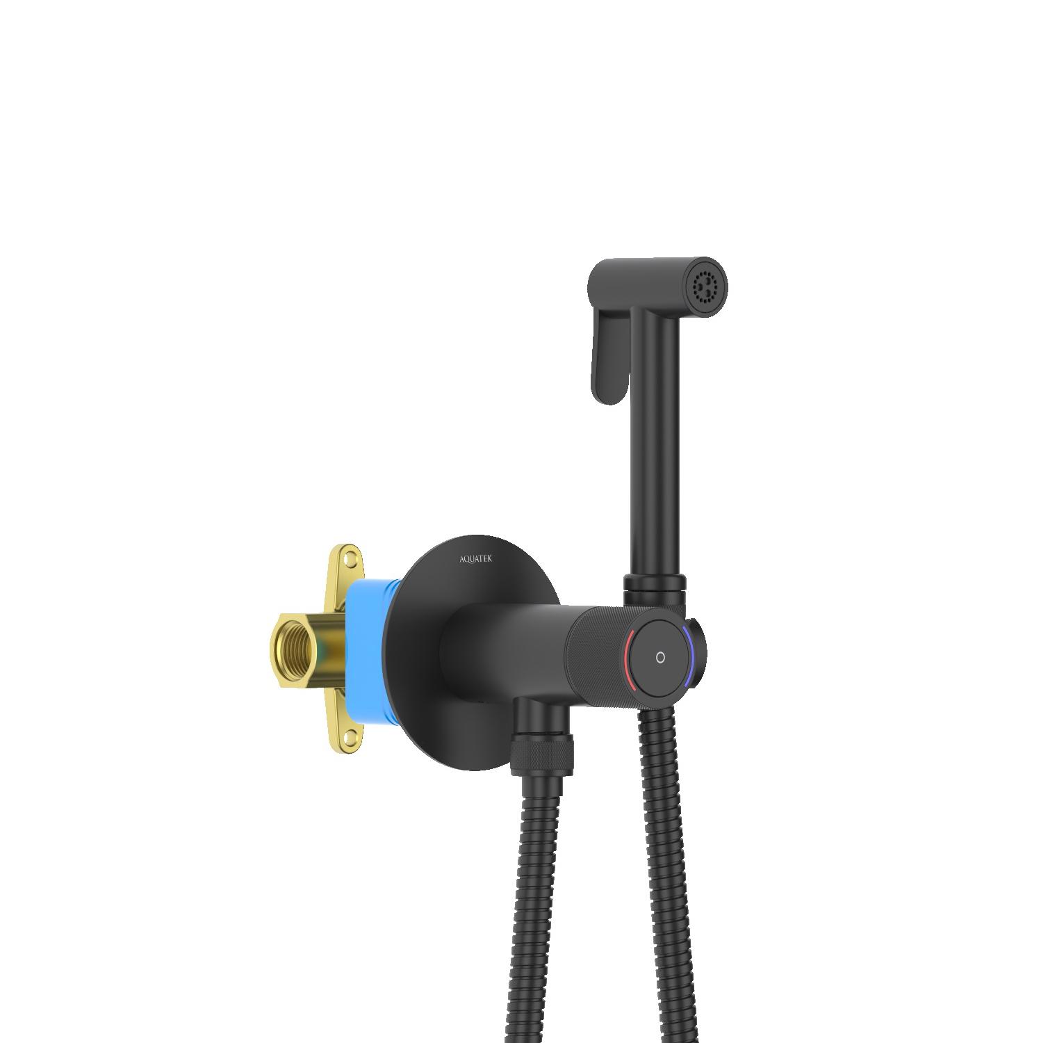 Гигиенический душ со смесителем Aquatek Бетта AQ1023MB черный матовый