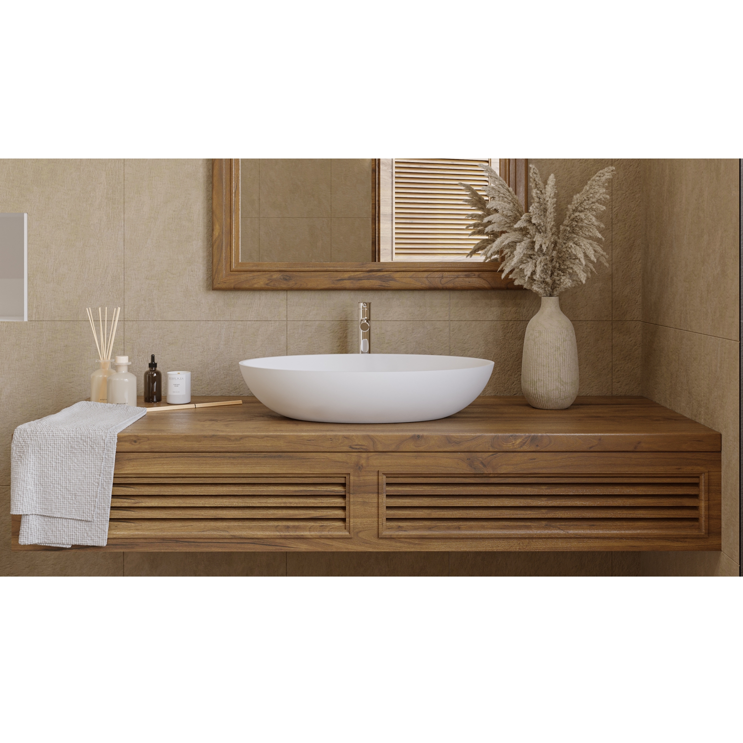 Умывальник WHITECROSS Citrine 60x40 (белый мат) иск. камень