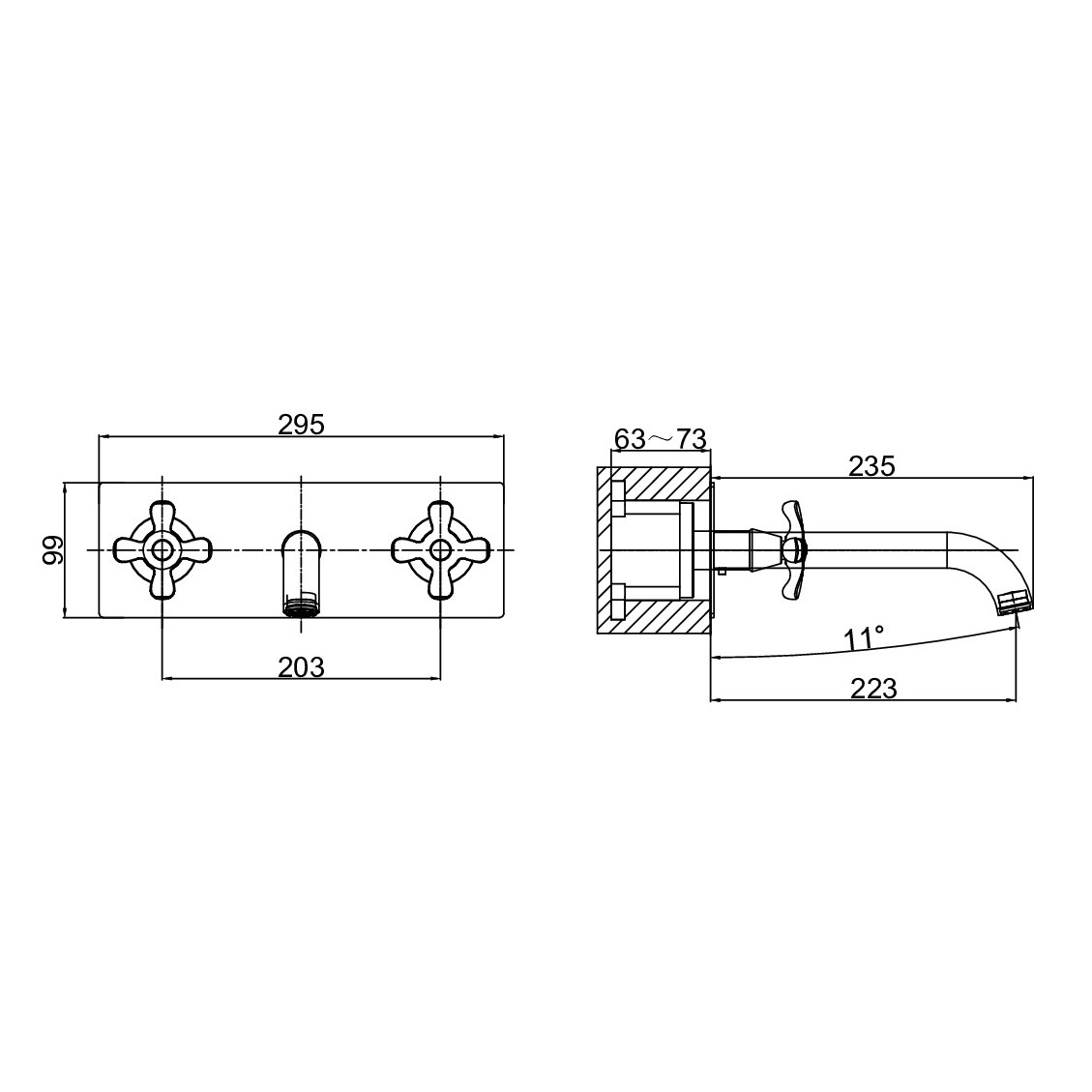 Встраиваемый смеситель для раковины D&K Hessen DA1414401, хром
