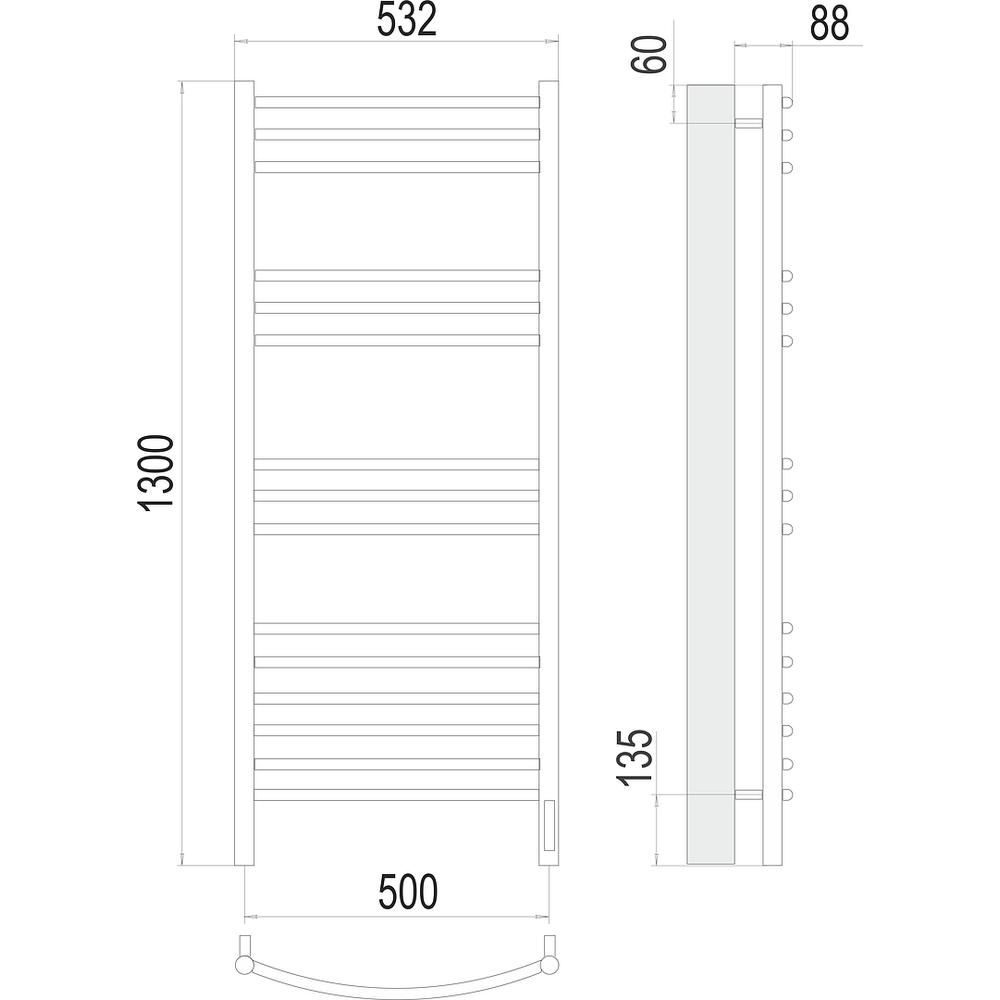 Полотенцесушитель электрический Terminus Классик П15 50х130