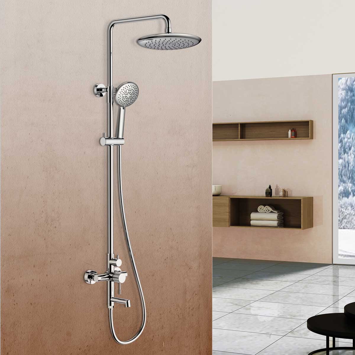 Душевая стойка с поворотным изливом Vincea Desire VSFS-1D1CH хром