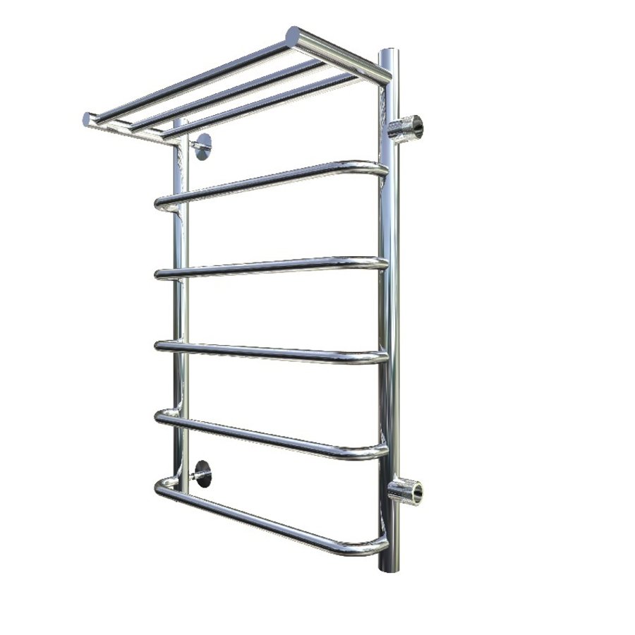 Полотенцесушитель водяной Тругор Идеал серия 1 80х50 хром, с полкой, подключение правое