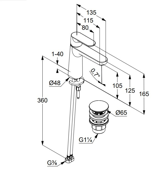 Смеситель для раковины Kludi Louva 242880575 хром