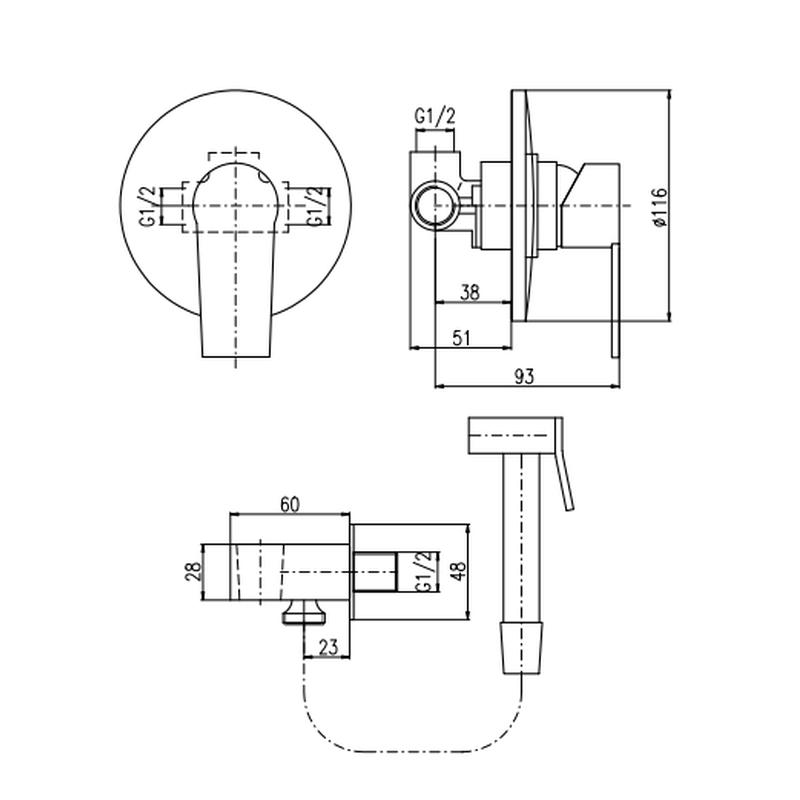 Гигиенический душ со смесителем Rav Slezak COLORADO CO142/1, хром