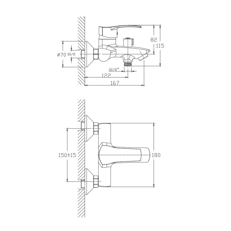 Смеситель для ванны Haiba HB6070, хром