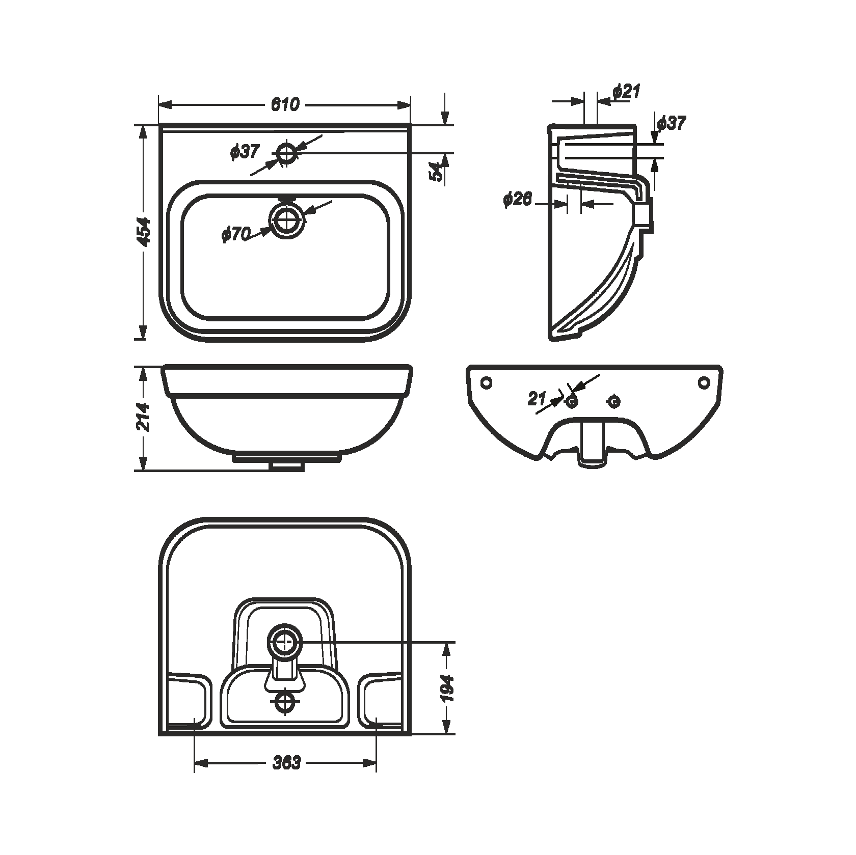 Раковина подвесная 61см Sanita Luxe Next NXTSLWB01 белая