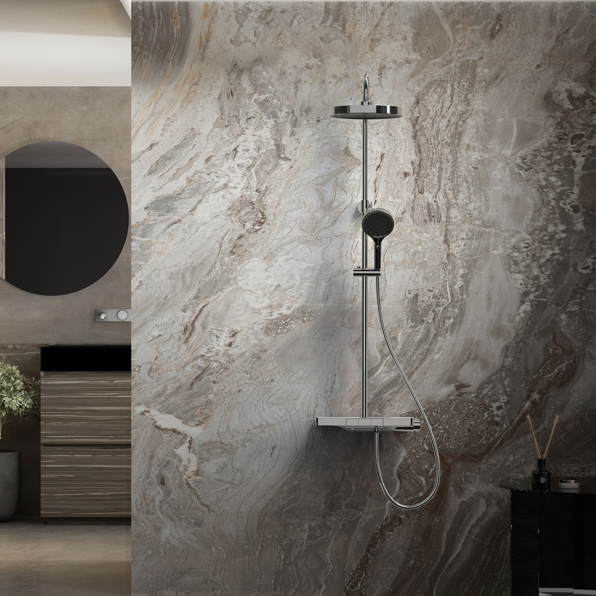 Душевая стойка с термостатом Vincea Inspire VSFS-3I12TCH хром