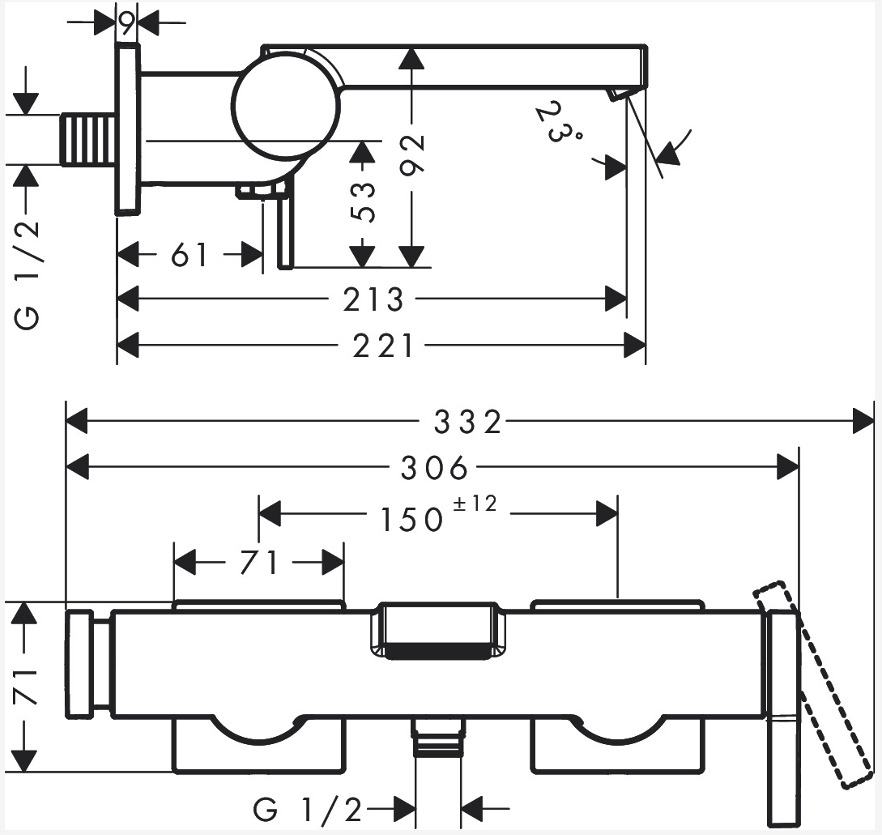 Смеситель для ванны Hansgrohe Tecturis E 73420670 черный матовый