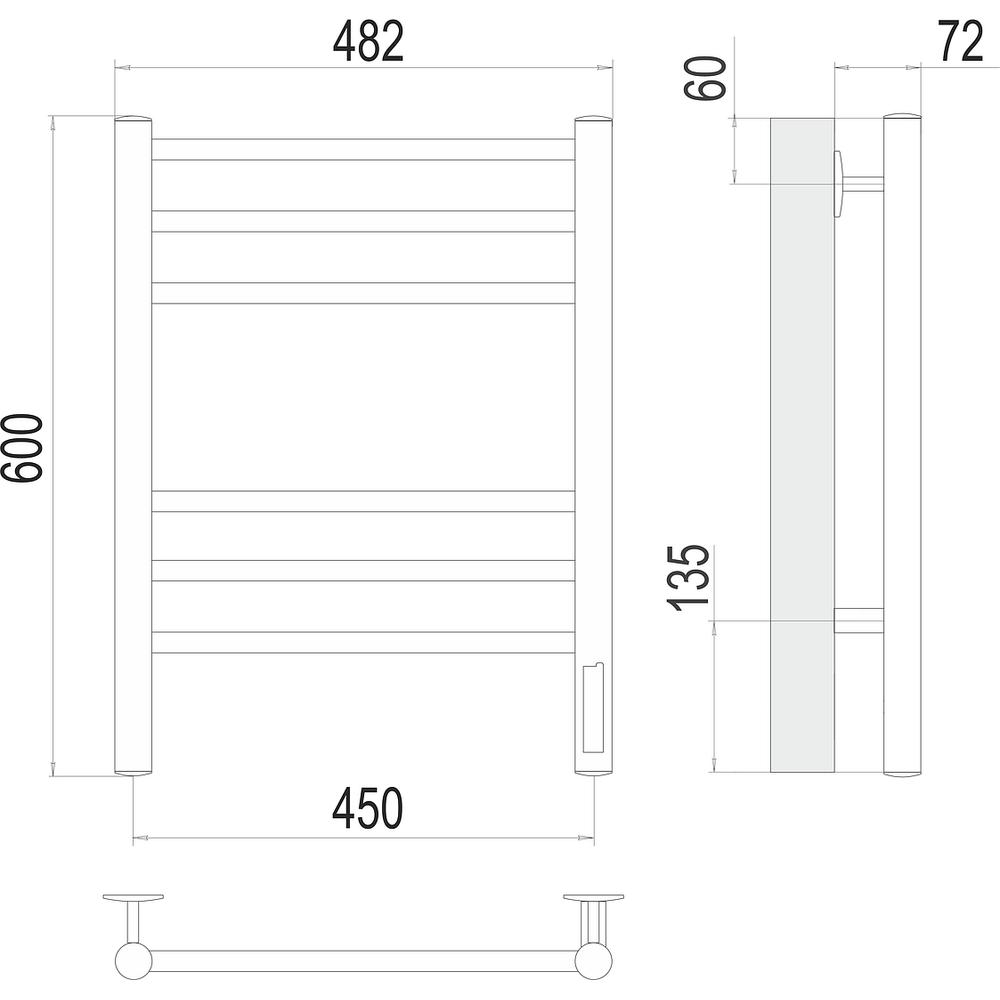 Полотенцесушитель электрический Terminus Аврора П6 450х60 КС, черный муар
