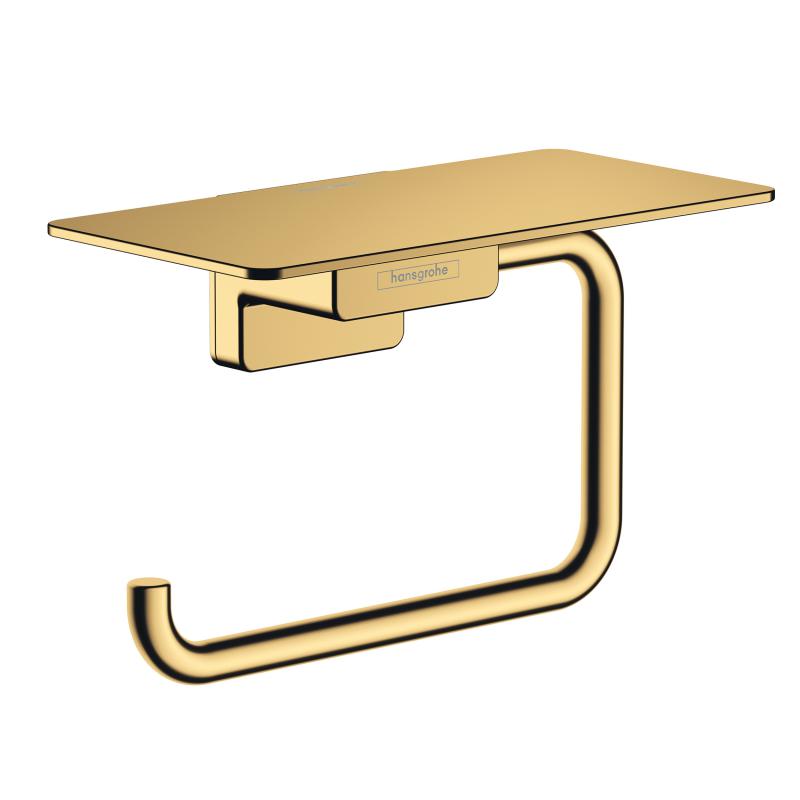 Держатель для туалетной бумаги с полкой для телефона Hansgrohe AddStories 41772990 золото
