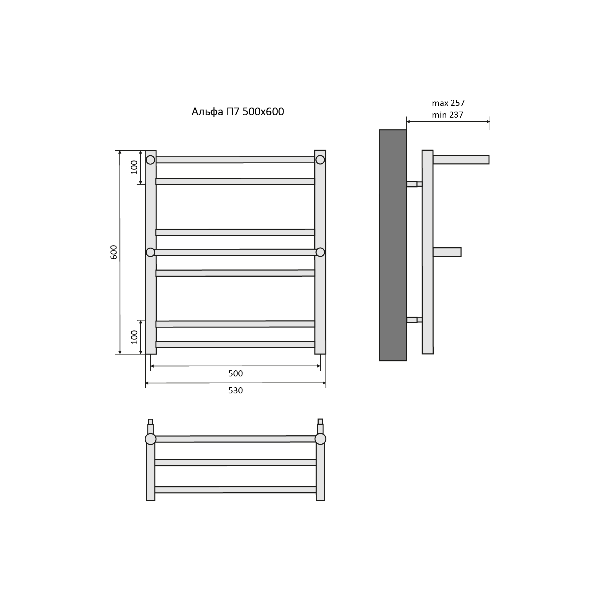 Полотенцесушитель водяной Aquatek Альфа AQ RRP0760BL 60х50 с полкой, черный муар