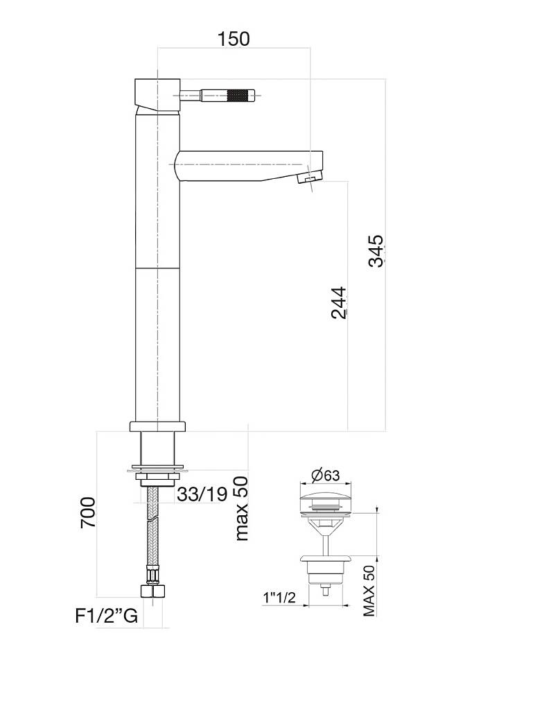 Смеситель для раковины Webert Rimini RI830402015, хром