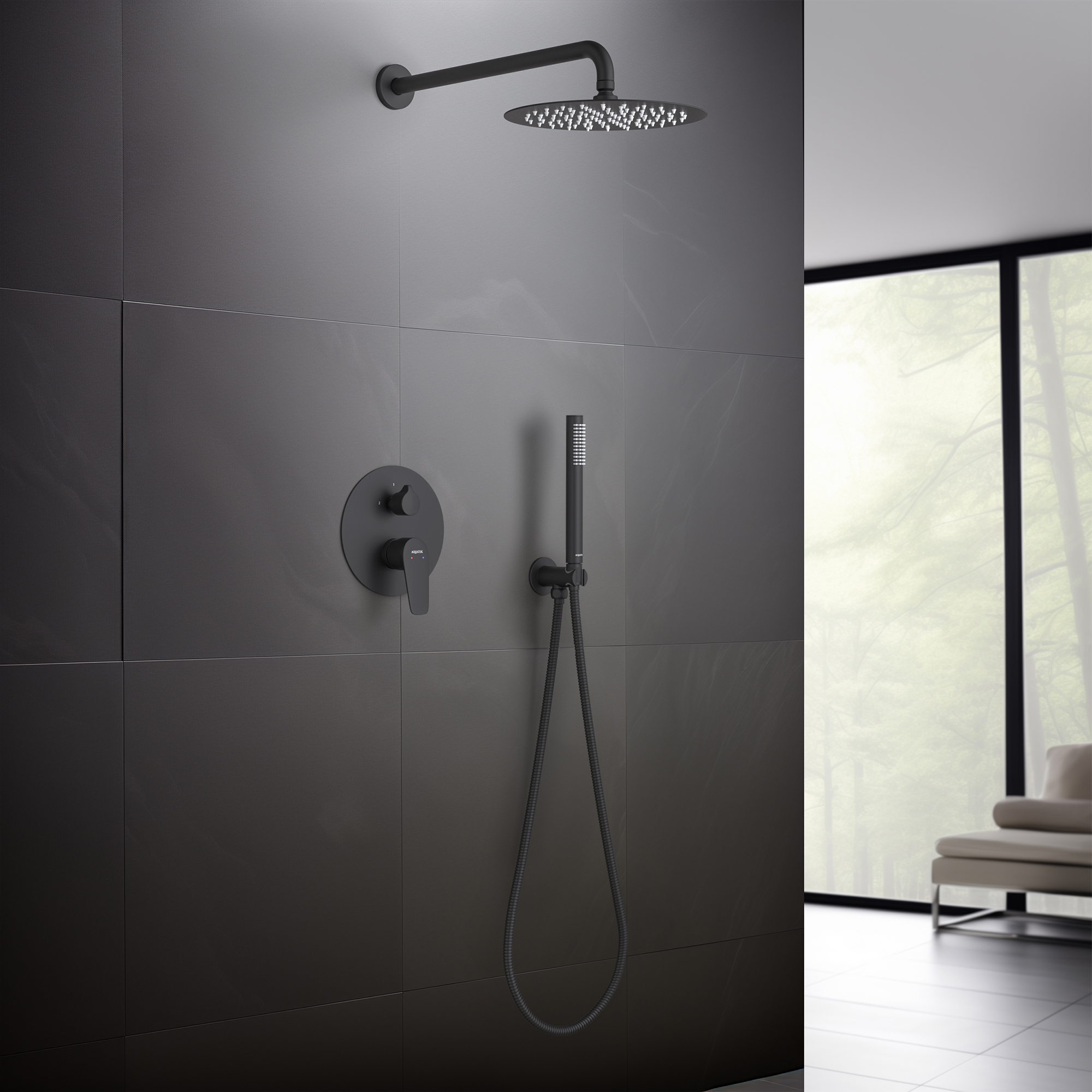 Встраиваемая душевая система Aquatek Бетта AQ1172MB черный матовый