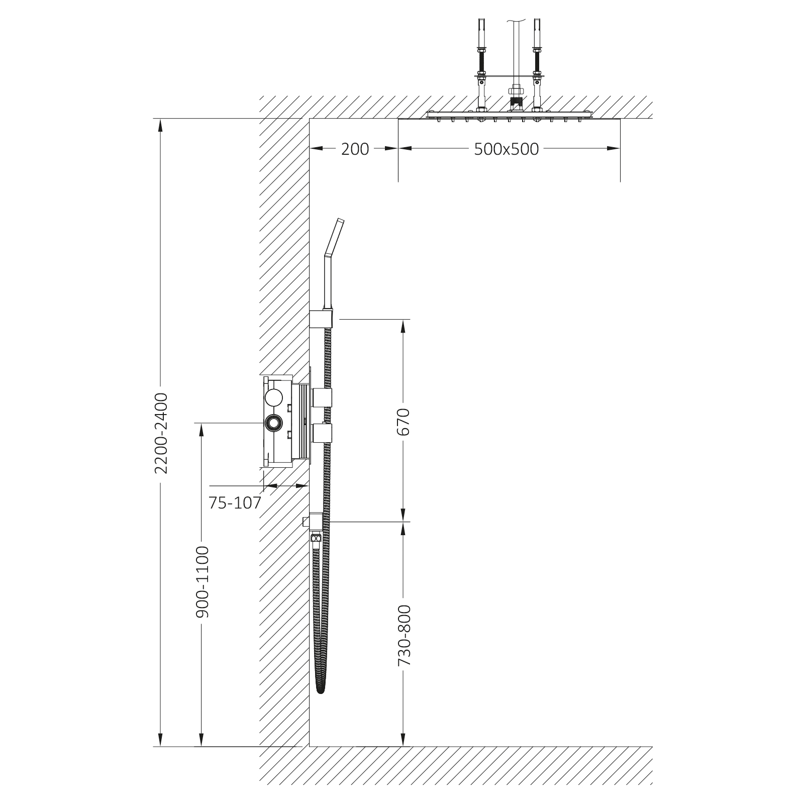 Душевая система встраиваемая с термостатом Timo Petruma SX-5029/18SM черное золото