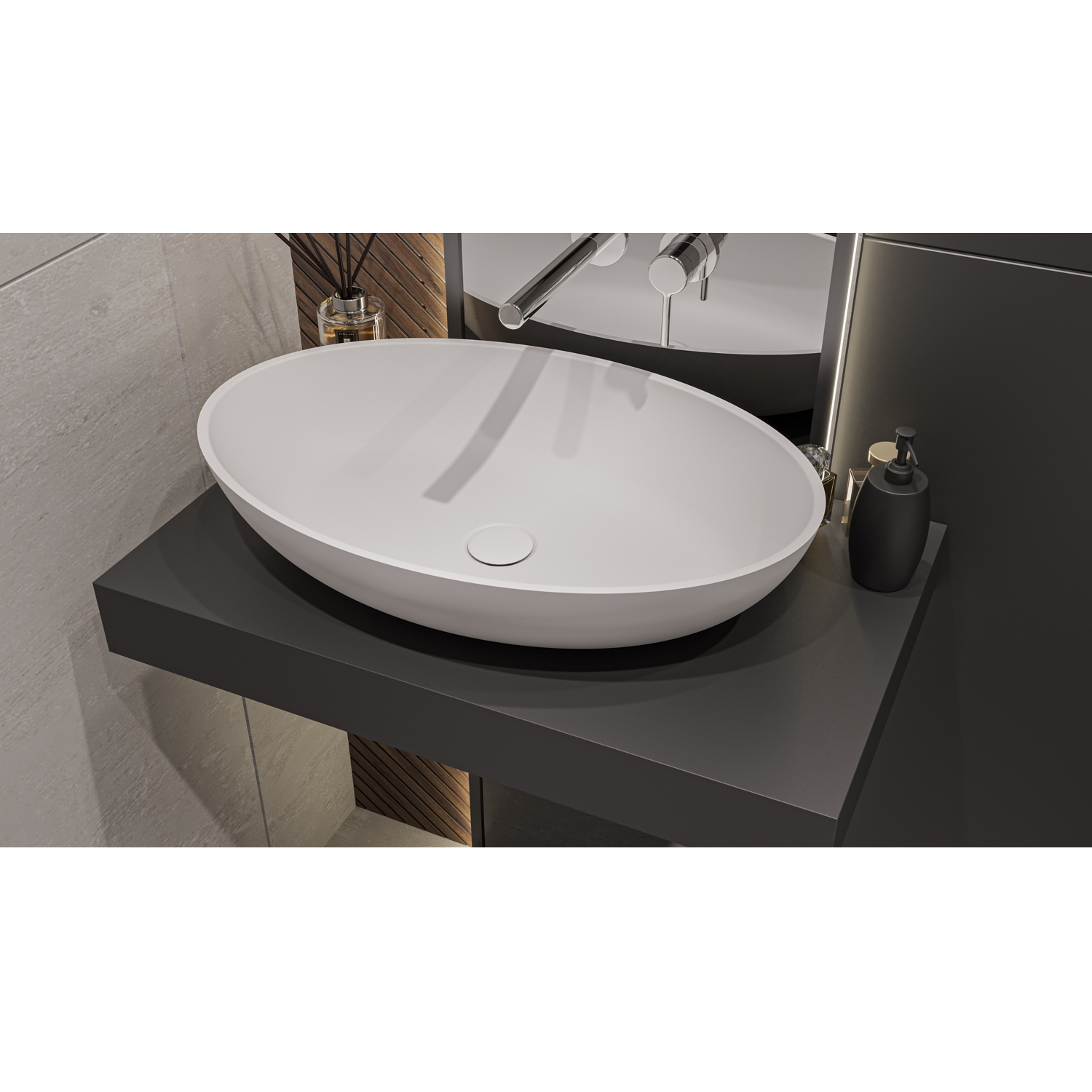 Умывальник WHITECROSS Citrine 60x40 (белый мат) иск. камень