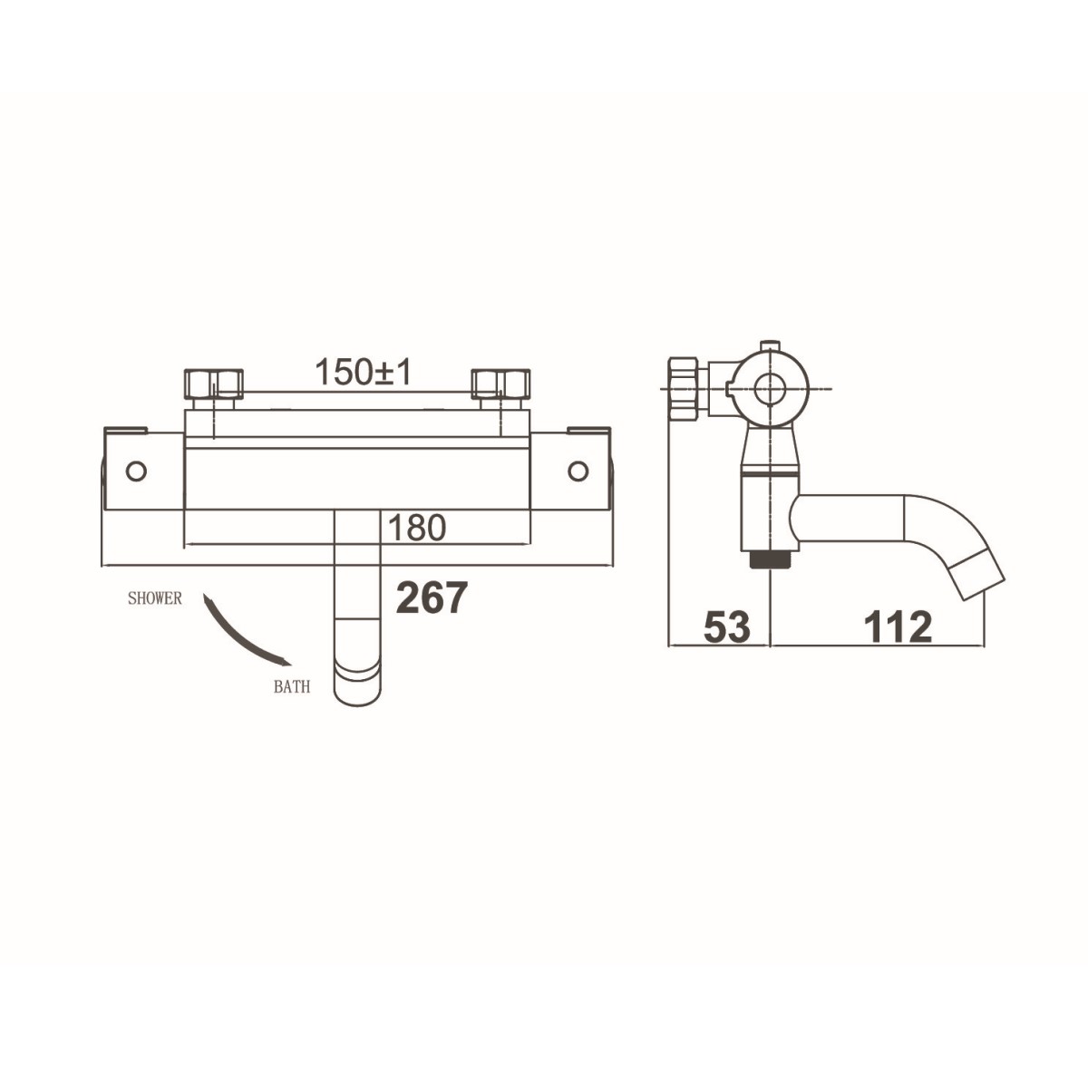 Смеситель для ванны с термостатом D&K Bayern DA2153201, хром
