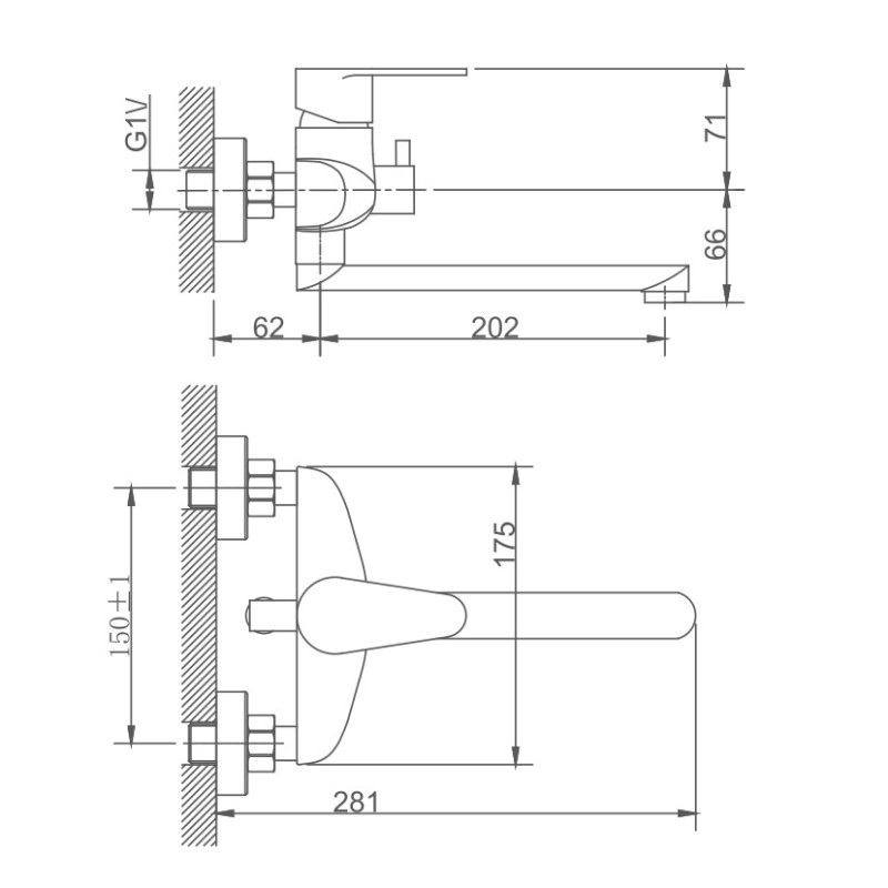 Смеситель для ванны Haiba HB60801-2, сталь
