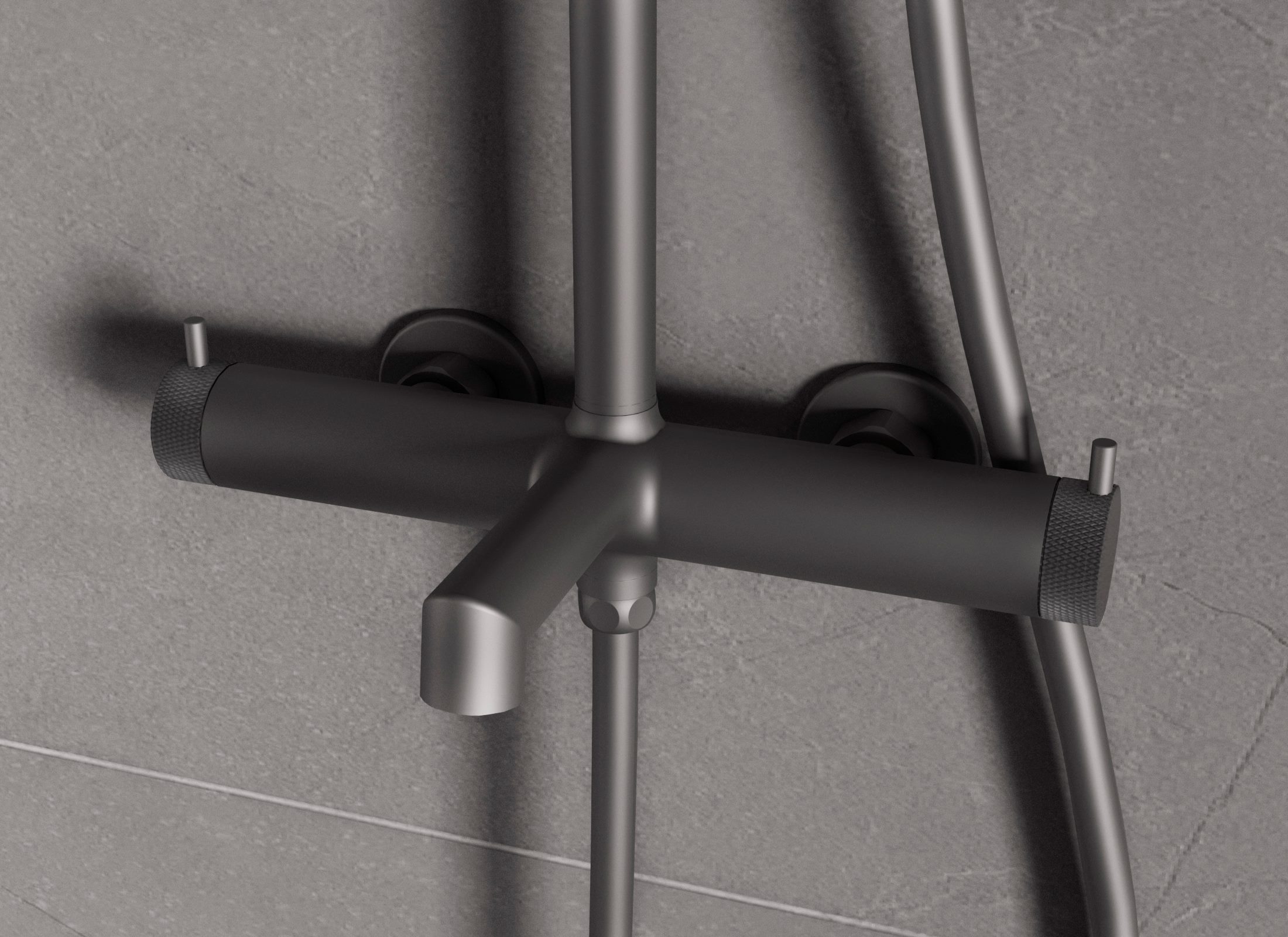 Душевая стойка со смесителем Vincea Rim VSFS-2RM1GM вороненая сталь