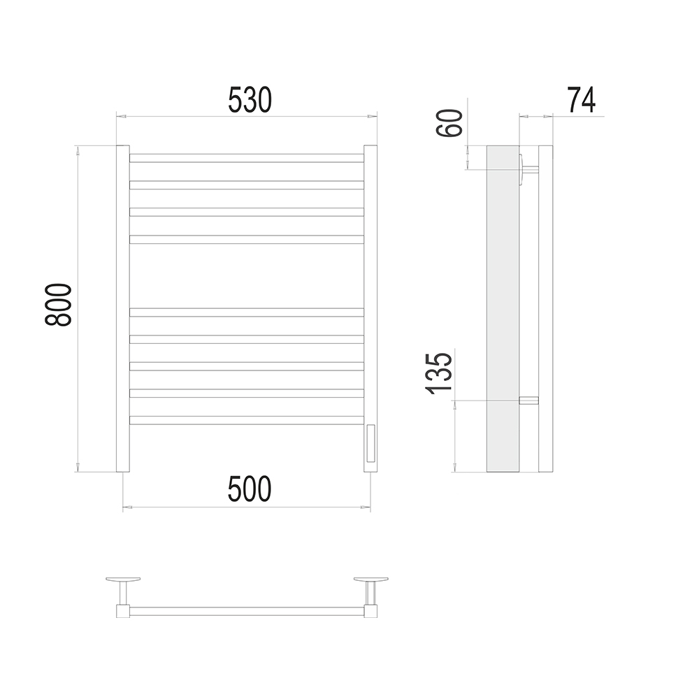 Полотенцесушитель электрический Terminus Сицилия П8 50х80 КС, черный муар