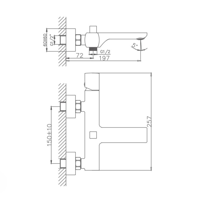 Смеситель для ванны Haiba HB60577, хром
