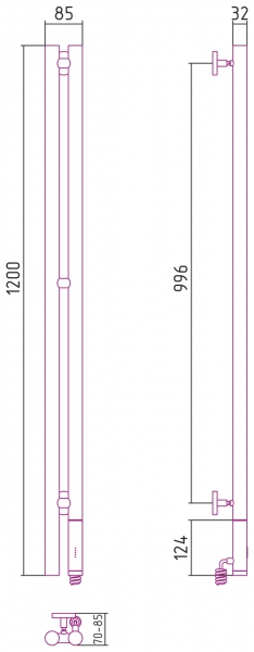 Полотенцесушитель электрический Сунержа Нюанс 120см 03-0543-1253 золото