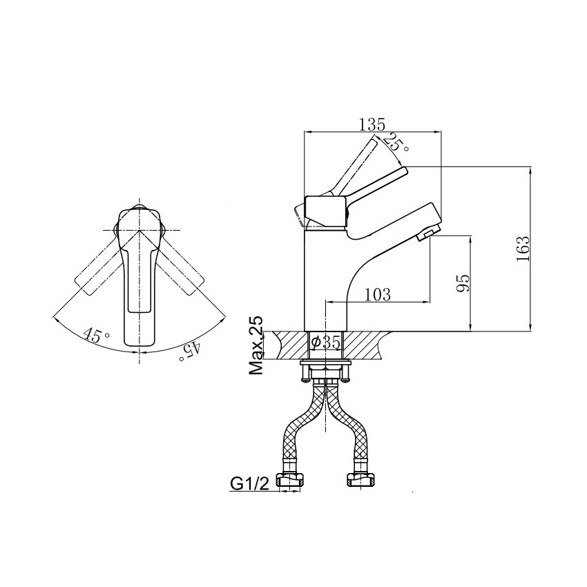 Смеситель для раковины D&K Rhein DA1492101, хром