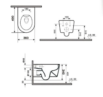 Унитаз подвесной безободковый GID Tr2133TF-WM белый матовый, с сиденьем микролифт