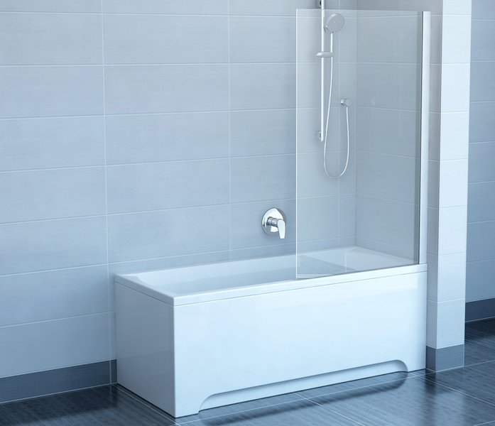 Шторка для ванны Ravak Chrome CVS1-80 L белая +стекло Transparent