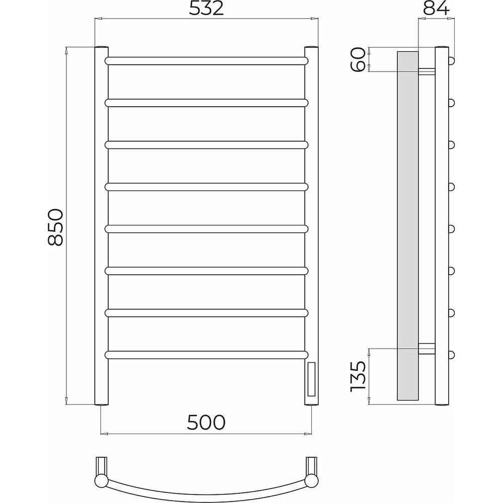 Полотенцесушитель электрический Terminus Классик П8 50х85