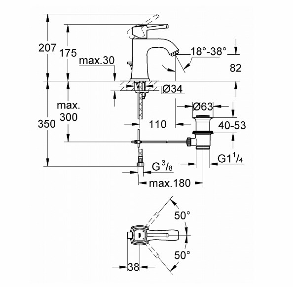 Смеситель для раковины Grohe Grandera 23303000 хром