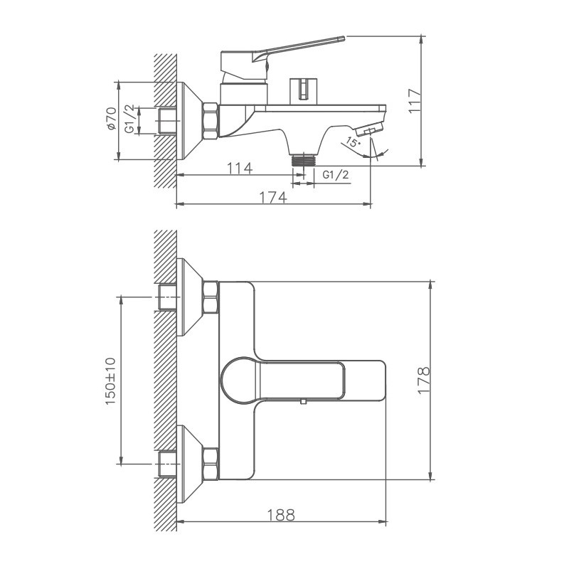 Смеситель для ванны Haiba HB60559, хром