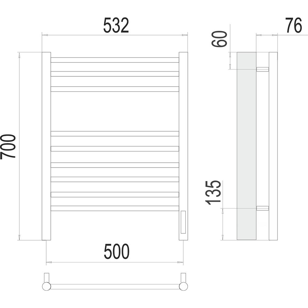 Полотенцесушитель электрический Terminus Аврора П9 50х70